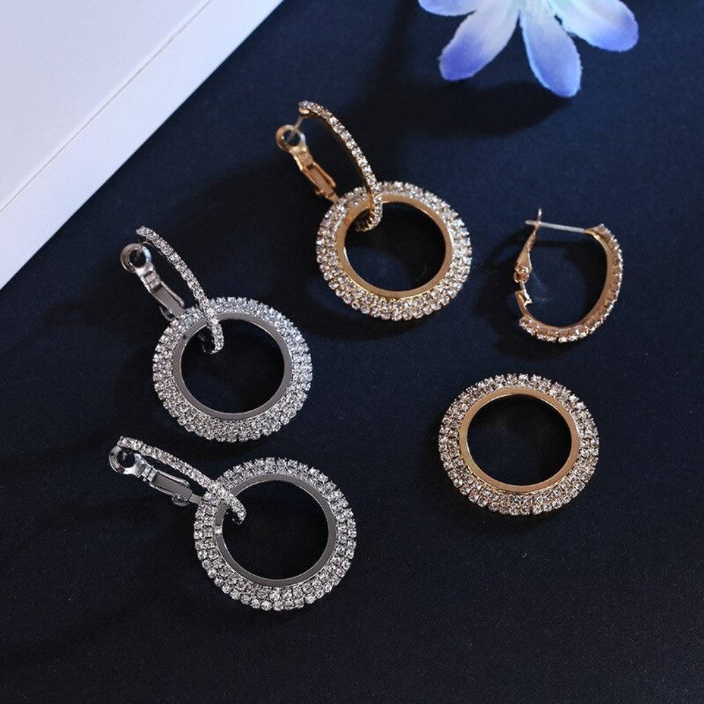 Earrings Women Circle Stud Shiny Bohemian Hoop Drop Cute Trendy Jewelry - Picture 5 of 9